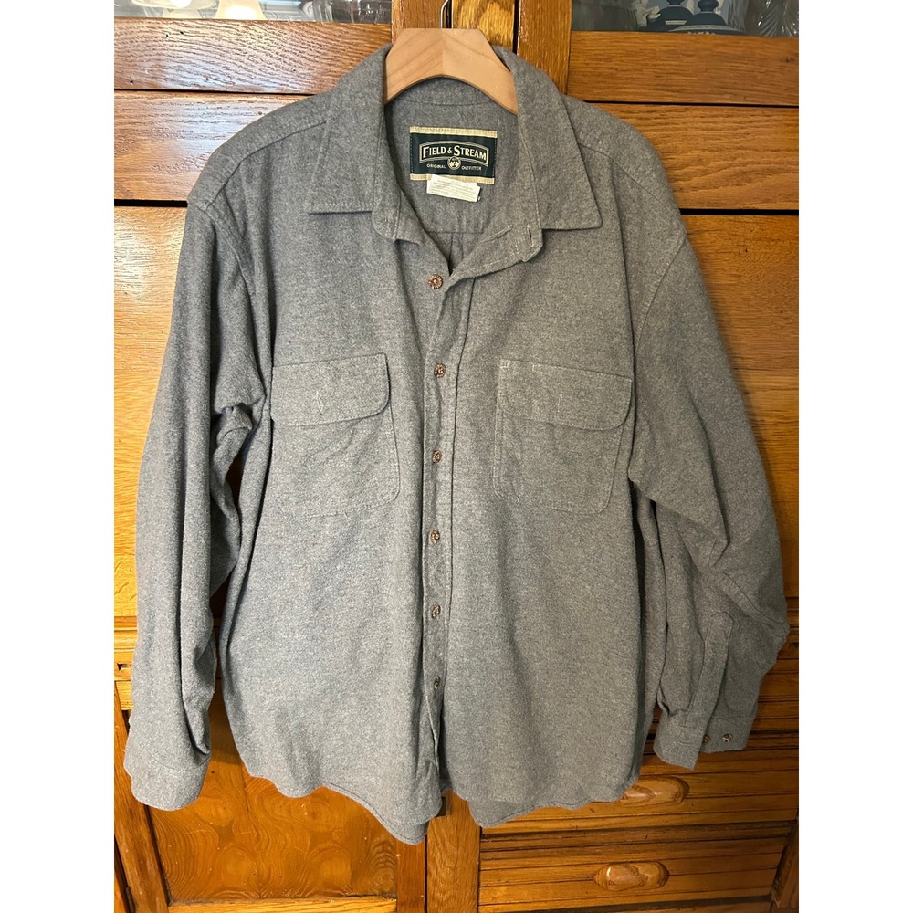 Field & Stream Granola Gorpcore Gray 90s Grunge Rustic Flannel Button Down Shirt